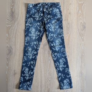 Rewash Womens Bleached Floral Patterned Blue Jeans Denim